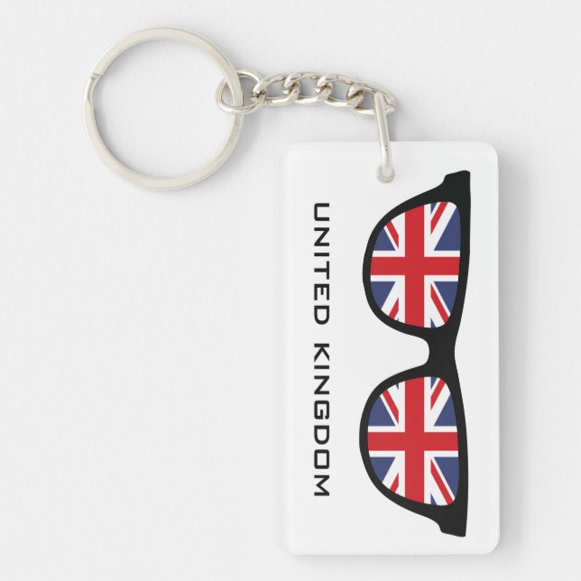 Union Jack UK Shades custom text & colour key chai Ring (Front)