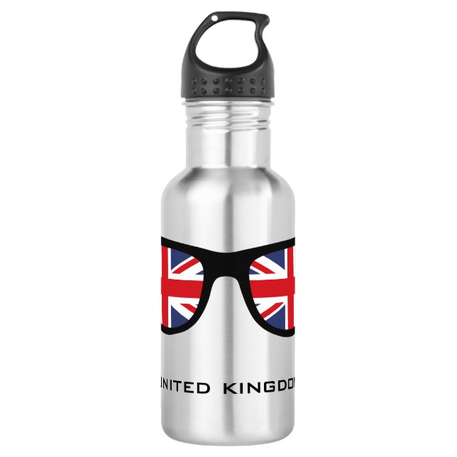 Union Jack UK Shades custom water bottles (Front)
