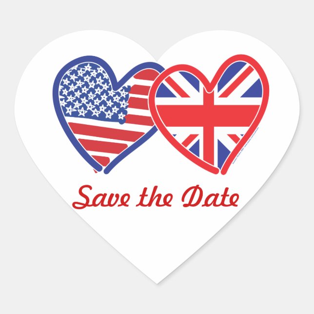 Union Jack/USA Heart Sticker (Front)