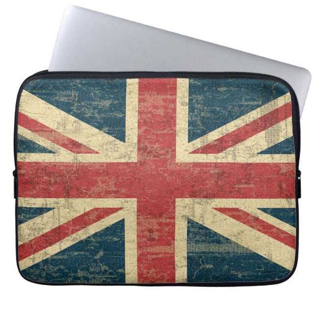 Union Jack Vintage Distressed Laptop Sleeve (Front)