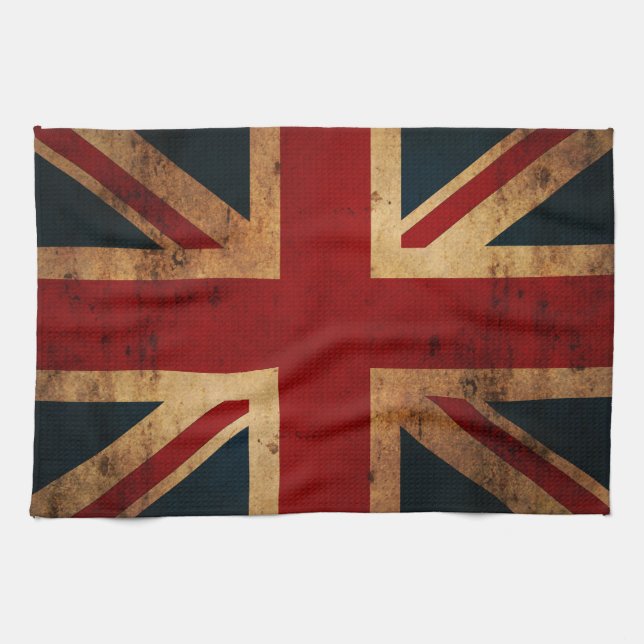 Union Jack (vintage distressed look) Tea Towel (Horizontal)