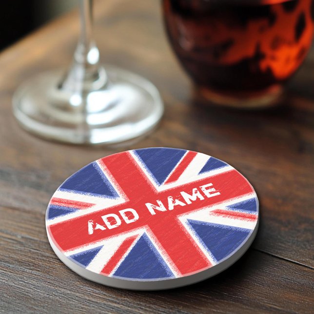 Union Jack with area for personalisation Coaster (Sandstone Coaster)