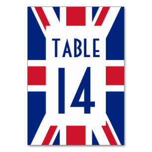 Union Jack with Blue Number Table Number