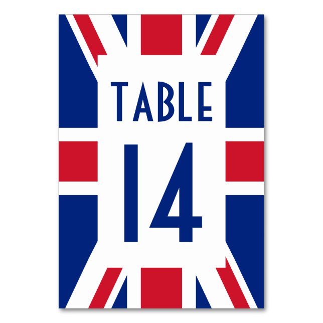 Union Jack with Blue Number Table Number (Back)