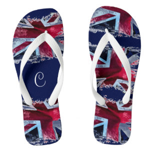 Union Jack with Monogram Flip Flops