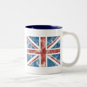 Union Jack worn Two-Tone Coffee Mug