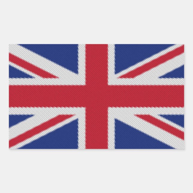 Union Jack Woven Flag Rectangular Sticker (Front)