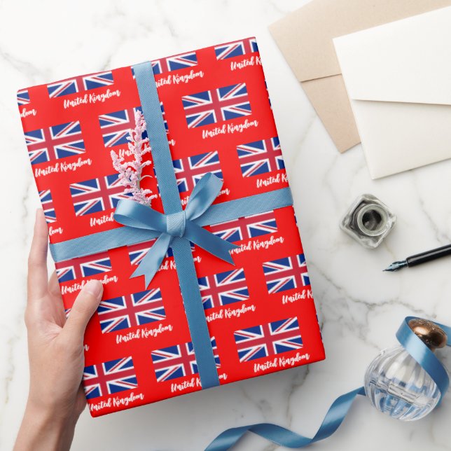 Union Jack Wrapping Paper, British Flag, UK Red Wrapping Paper (Gifting)