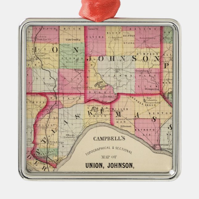 Union, Johnson, Alexander, Pulaski Metal Tree Decoration (Front)