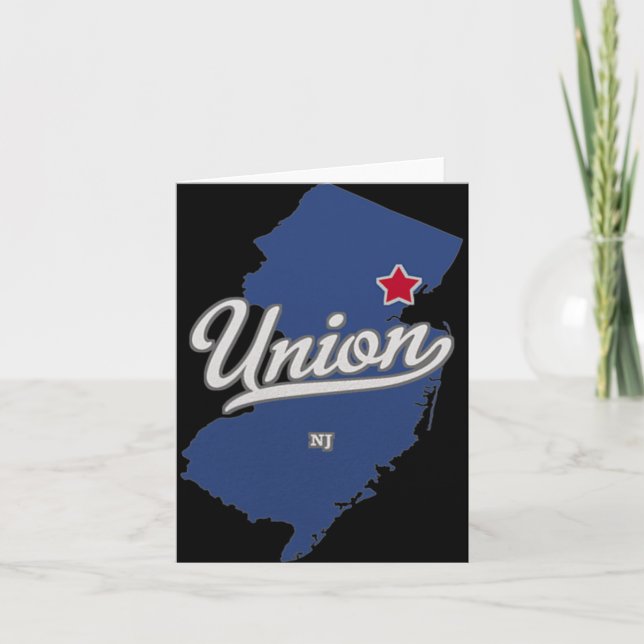 Union New Jersey Nj Map  Card (Front)