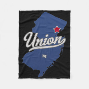 Union New Jersey Nj Map Fleece Blanket