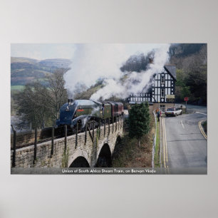 Union of South Africa Steam Train, on Berwyn Viadu Poster