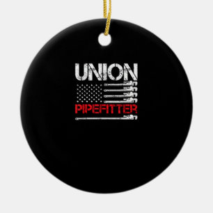 Union Pipefitter Union Strong USA American Flag St Ceramic Tree Decoration