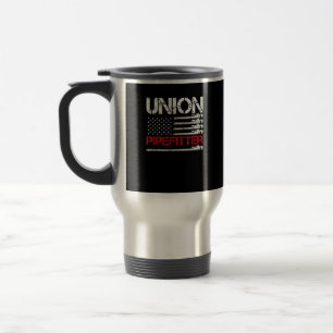 Union Pipefitter Union Strong USA American Flag St Travel Mug