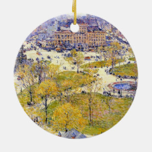 Union Square in Spring by Frederick Childe Hassam Ceramic Tree Decoration