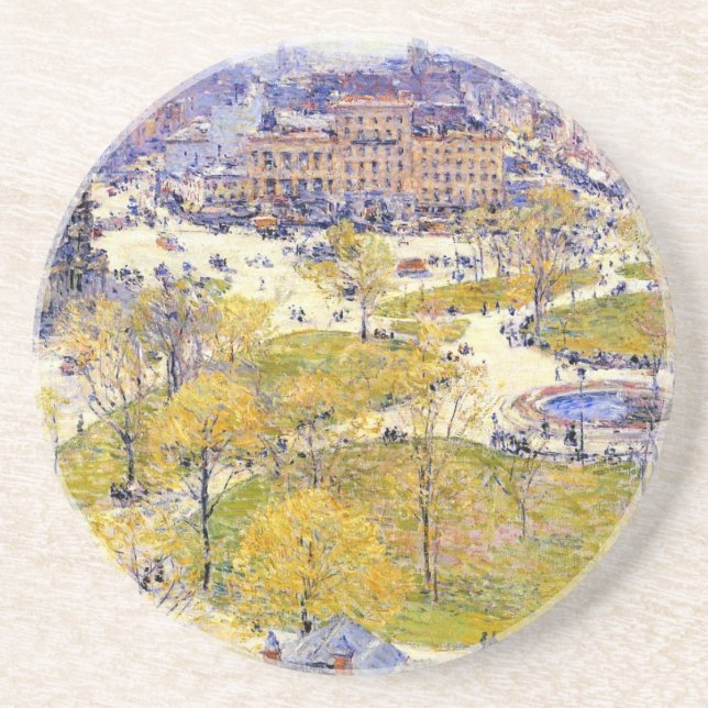Union Square in Spring by Frederick Childe Hassam Coaster (Front)