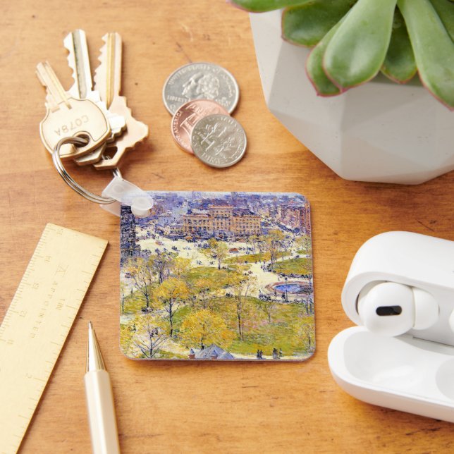 Union Square in Spring by Frederick Childe Hassam Key Ring (Desk)