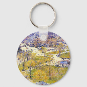 Union Square in Spring by Frederick Childe Hassam Key Ring