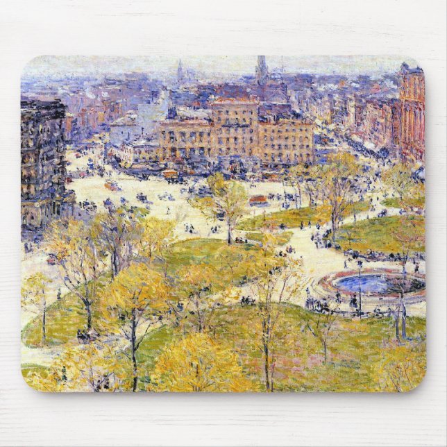Union Square in Spring by Frederick Childe Hassam Mouse Mat (Front)