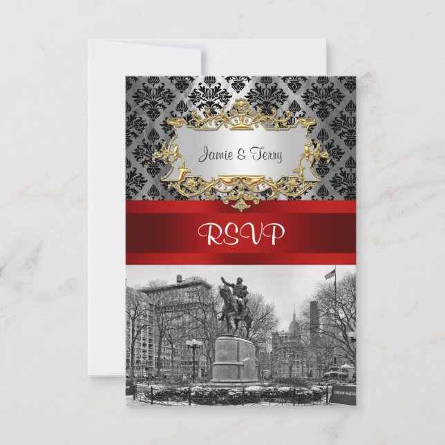 Union Square NYC Black Damask 211 RSVP 2 (Front)