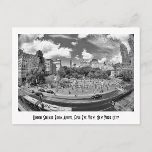 Union Square NYC From Above, B&W, Fish Eye View Postcard