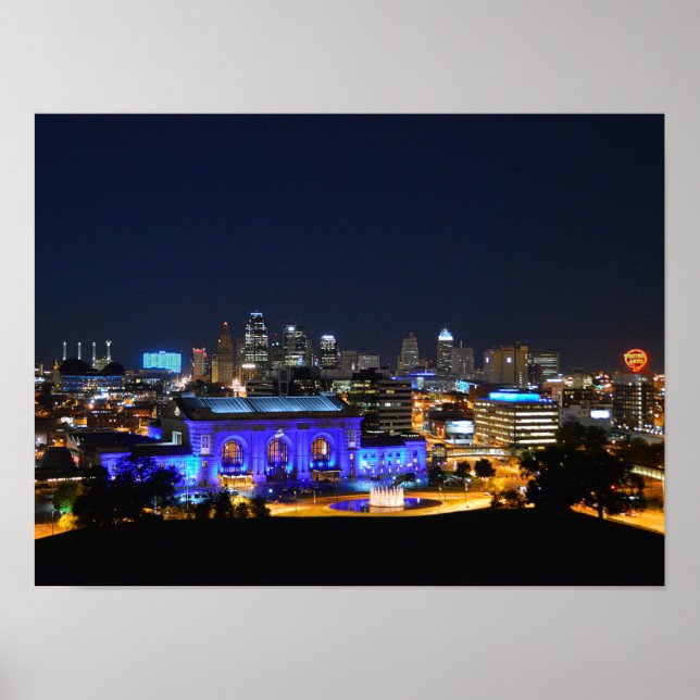 Union Station in Blue, Kansas City (16x12) Poster (Front)