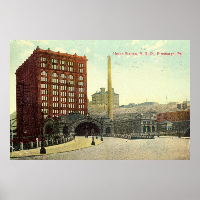 Union Station, Pittsburgh PA 1910 Vintage Poster (Front)