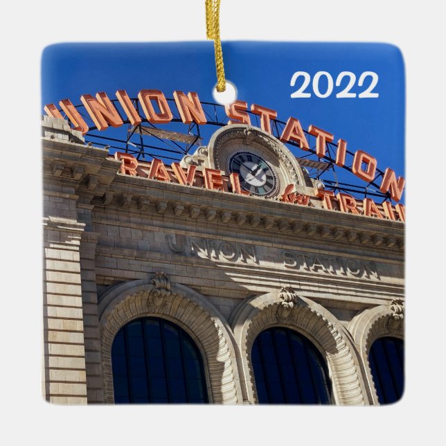 Union Station & State Capitol, Denver, Ceramic Ornament (Front)