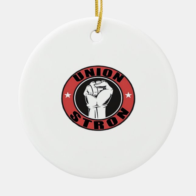 Union Strong American Flag Labour Day  Ceramic Tree Decoration (Front)