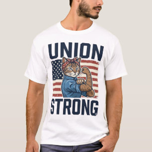 Union Strong Cat Worker Patriotic Vintage Shirt De