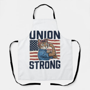 Union Strong Cat Worker Patriotic Vintage Shirt De Apron