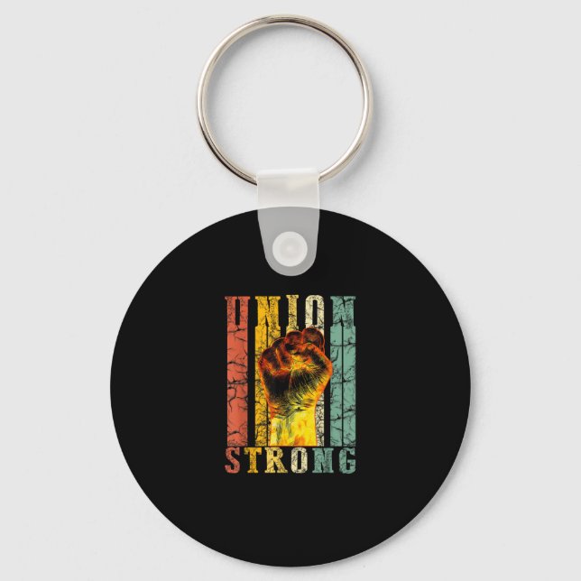 Union Strong Fist Proud Labour Day Workers Septemb Key Ring (Front)