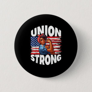 Union Strong Happy Labour Day American Flag Decor 6 Cm Round Badge