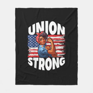 Union Strong Happy Labour Day American Flag Decor Fleece Blanket