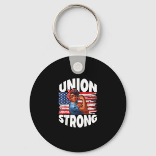 Union Strong Happy Labour Day American Flag Decor Key Ring