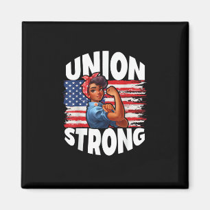 Union Strong Happy Labour Day American Flag Decor Magnet