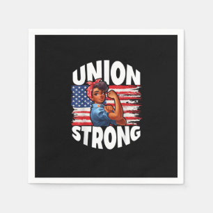 Union Strong Happy Labour Day American Flag Decor Napkin