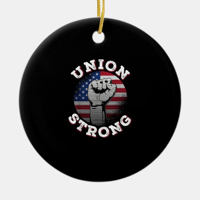 Union Strong Labour Day Ceramic Tree Decoration (Front)