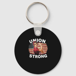 Union Strong - Labour Day Messy Bun USA Flag Key Ring