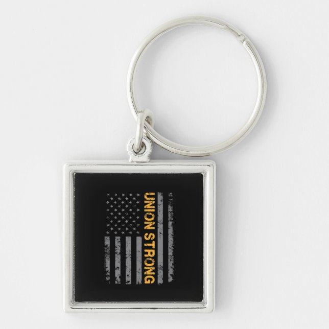 Union Strong With American Flag Classic Key Ring (Front)