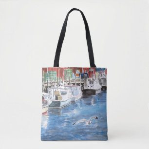 Union Wharf Portland, Maine Watercolor Tote Bag