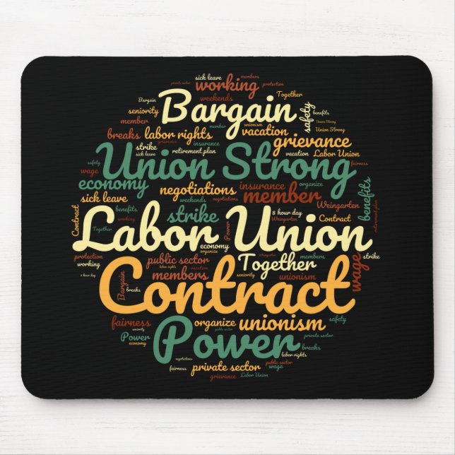 Union Word Cloud Circle Mouse Mat (Front)