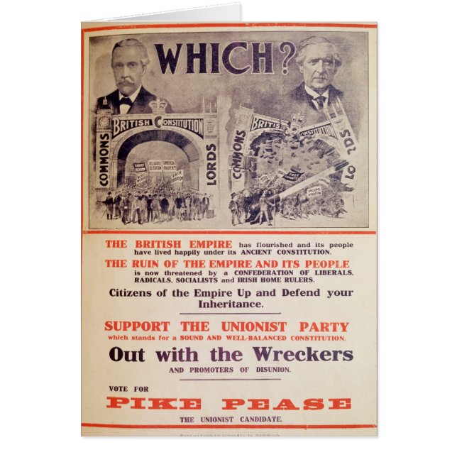 Unionist Party Poster for British General (Front)