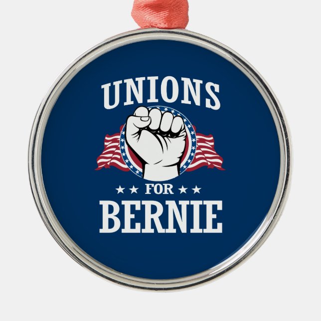 UNIONS FOR BERNIE SANDERS METAL TREE DECORATION (Front)