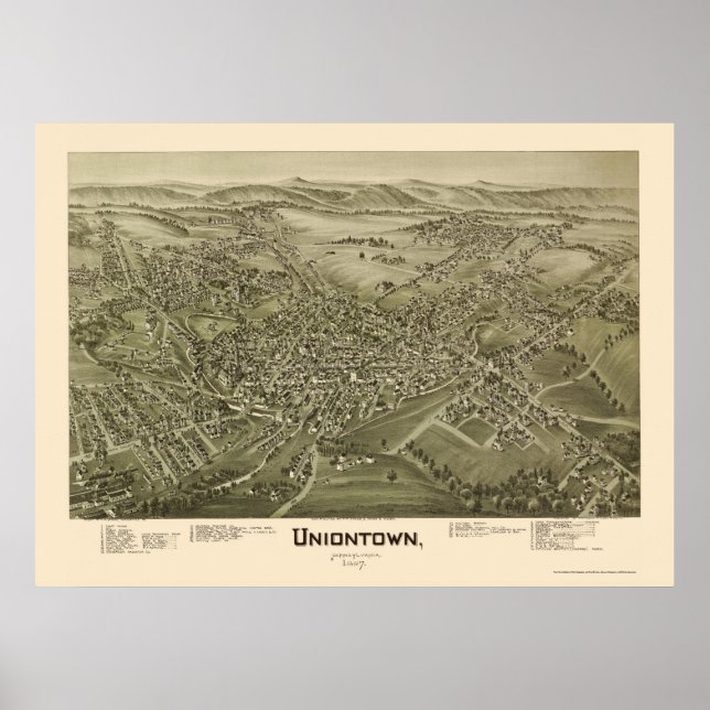 Uniontown, PA Panoramic Map - 1897 Poster (Front)