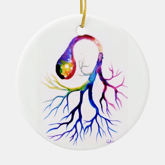 Unipolar neuron ceramic tree decoration (Front)