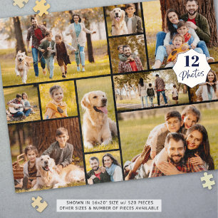 Unique 12 Photo Collage Minimalist Simple Black Jigsaw Puzzle