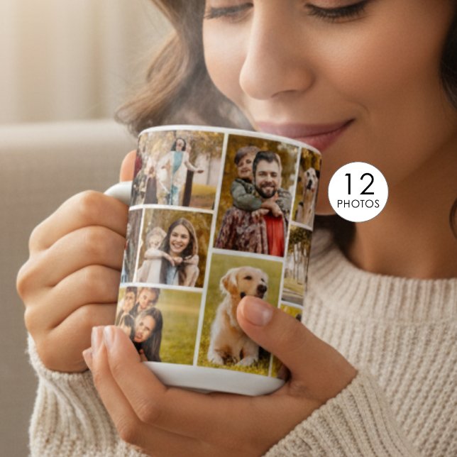 Unique 12 Photo Collage Minimalist Simple  Coffee Mug (Creator Uploaded)