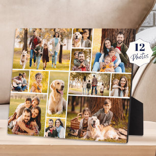 Unique 12 Photo Collage Minimalist Simple Plaque