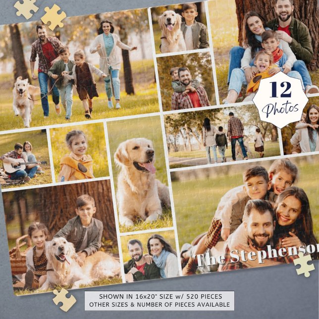 Unique 12 Photo Collage Name or Text Jigsaw Puzzle (Creator Uploaded)